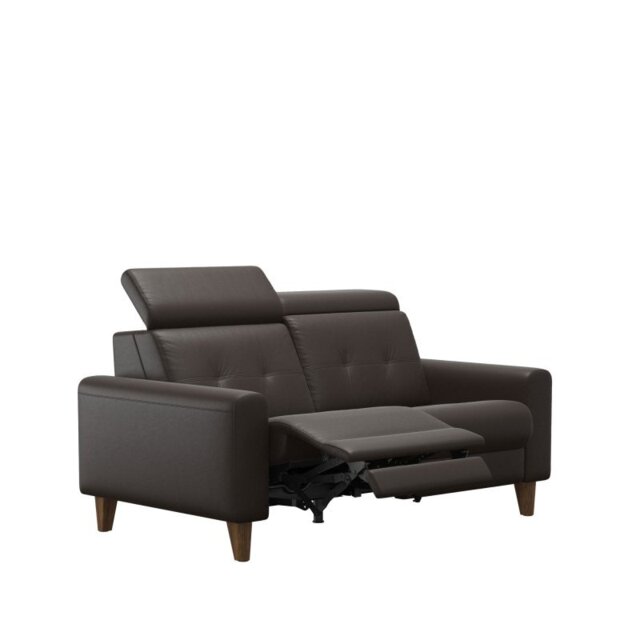 Anna A1 2 Seater Sofa Power Recliner in Leather - Batick - Wood