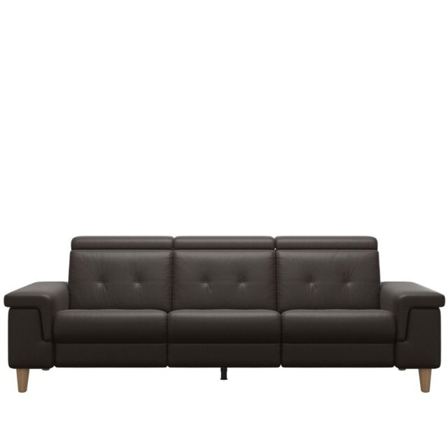 Anna A2 3 Seater Sofa in Leather - Batick - Wood