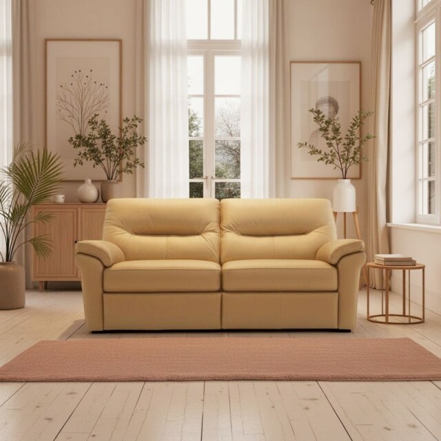 G Plan Seattle 3 Seater Sofa in Leather - Static - Without Heated Seat - Grade H