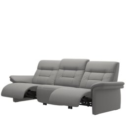 Mary 3 Seater Power Recliner with Upholstered Arms in Leather - 2 Power, Left and Right - Noblesse