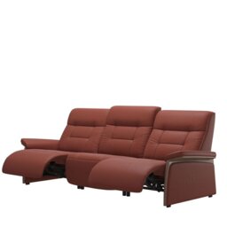 Mary 3 Seater Power Recliner with Wood Arms in Leather - 1 Power, Right - Batick