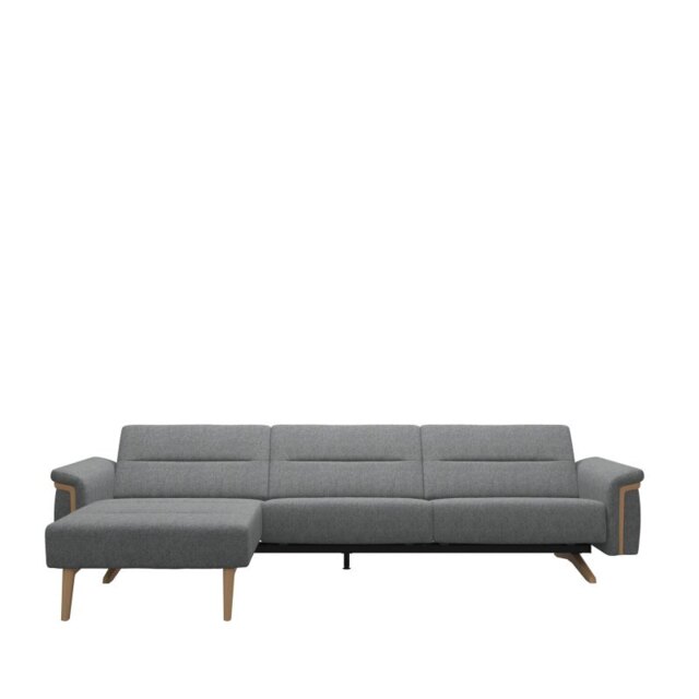 Stella 2.5 Seater with Large Longseat LHF, with Wood Arms in Fabric - 2 Seater Sofas