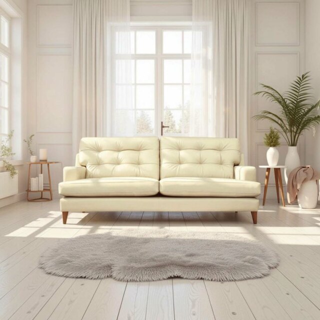 Vintage Amelia 4 Seater Sofa In Leather - Leather