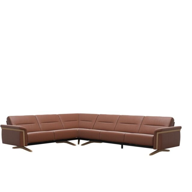 Stella Corner Group, 2 Seats LHF, 3 Seats RHF, with Wood Arms in Leather - Paloma