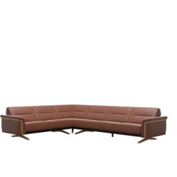 Stella Corner Group, 2 Seats LHF, 3 Seats RHF, with Wood Arms in Leather - Paloma