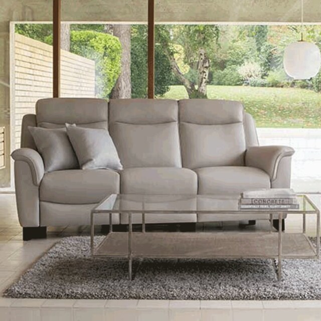 Manhattan 25 3 Seater Double Power Reclining Sofa In Leather - Power Recliner With Head Rest and Lumbar - With Heated Seat - Leather