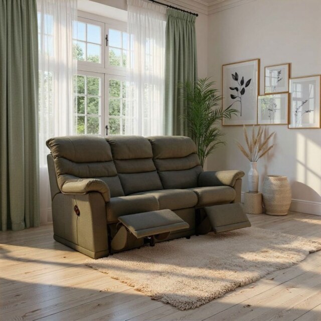 G Plan Malvern 3 Seater 3 Cushion Double Recliner in Leather - Manual - Grade H