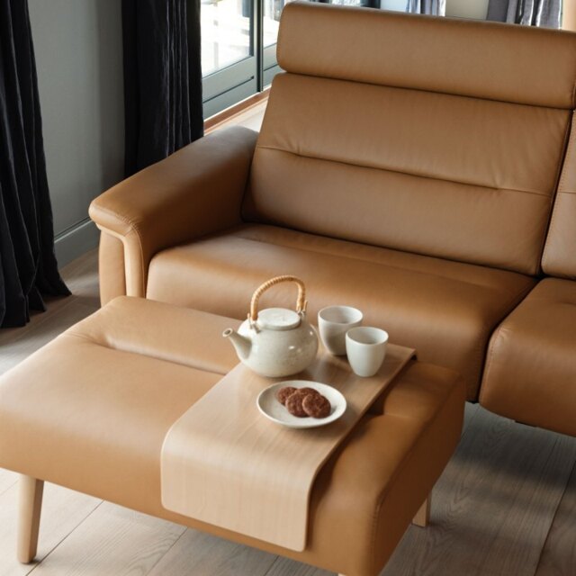Stella 2.5 Seater with Large Longseat RHF, with Wood Arms in Leather - Batick