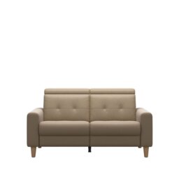 Anna A1 2 Seater Sofa in Leather - Batick - Wood