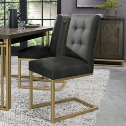 Athena Upholstered Cantilever Chair - Black Fabric Pair