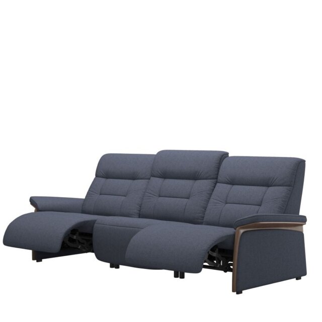 Mary 3 Seater Power Recliner with Wood Arms in Fabric - 1 Power, Left