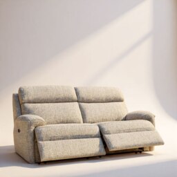 Hardy 3 Seater Power Recliner Sofa Head Rest and Lumbar In Fabric - Heated Seat - Grade C
