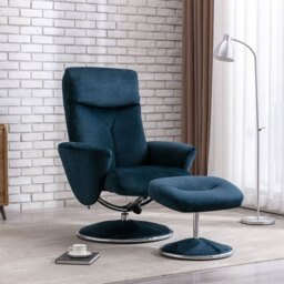 Peru Swivel Recliner Footstool - Silver Fabric