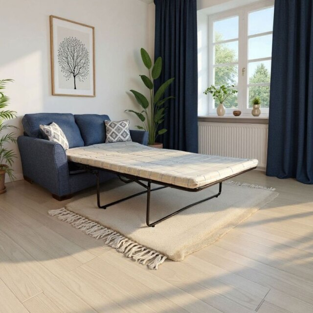 Tiffany 2 Seater 120cm Sofabed in Fabric - Deluxe Action and Sprung Mattress - Eden