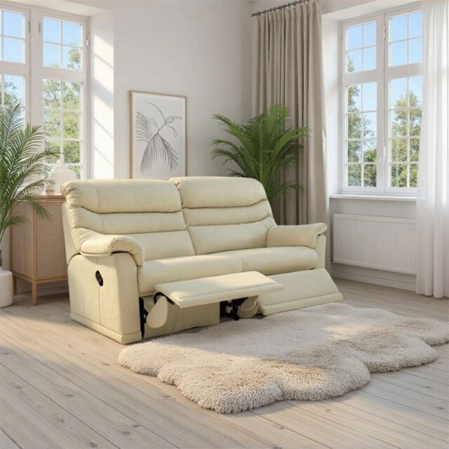 G Plan Malvern 3 Seater 2 Cushion Double Recliner in Leather - Manual - Grade H