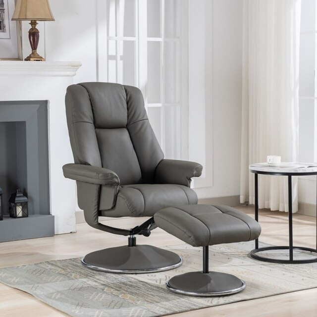 Venetia Swivel Recliner in Leather - Leather
