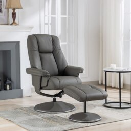 Venetia Swivel Recliner in Leather - Leather