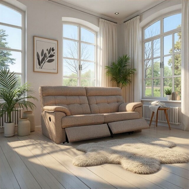 Laurie Reclining 3 Seater Sofa DBL In Fabric - Grade W - Manual