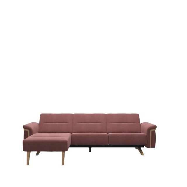 Stella 2 Seater with Medium Longseat LHF, with Wood Arms in Fabric - 2 Seater Sofas