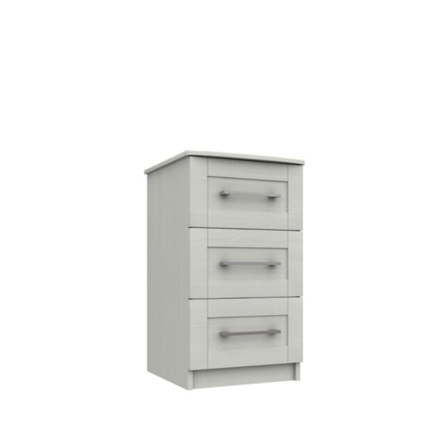 Avebury 3 Drawer Bedside - White Woodgrain