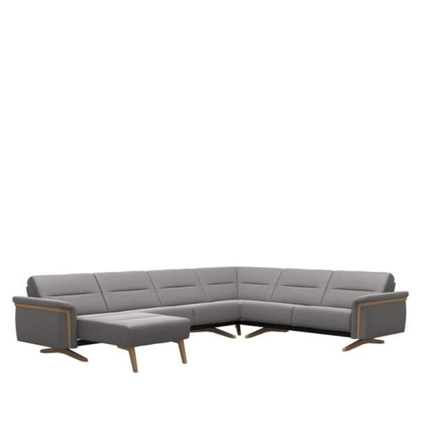 Stella Corner Group, 2 Seats with Medium Longseat LHF, 2 Seats RHF, with Wood Arms in Lea - Batick