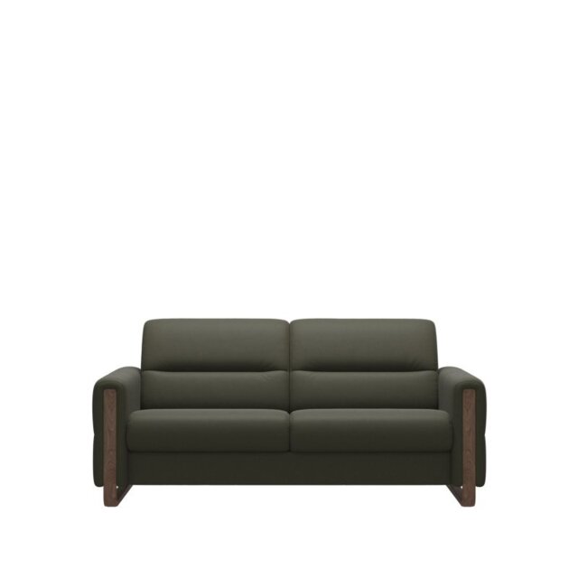 Fiona 2.5 Seater Sofa with Wood Arms in Leather - Batick