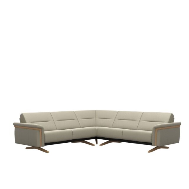 Stella Corner Group, 2 Seats LHF, 2 Seats RHF, with Wood Arms in Leather - Paloma