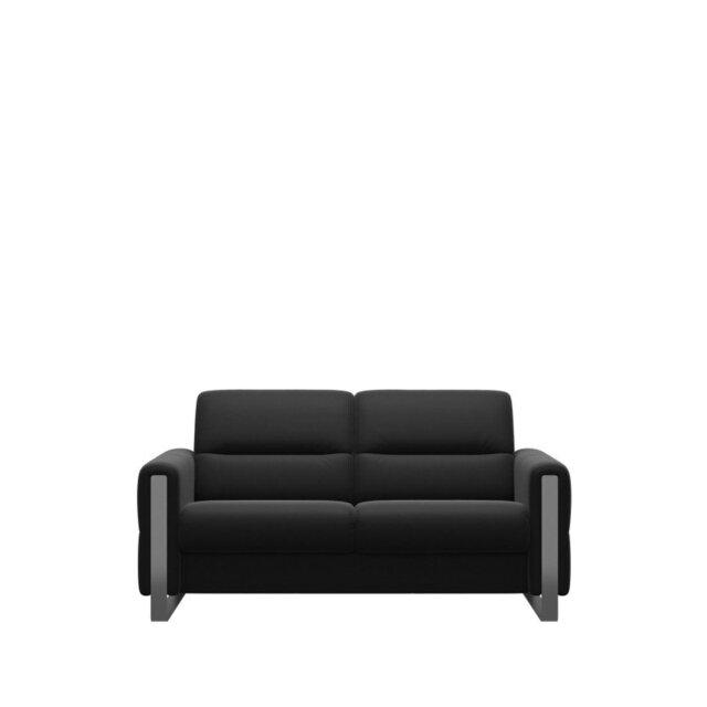 Fiona 2 Seater Sofa with Steel Arms in Leather - Batick