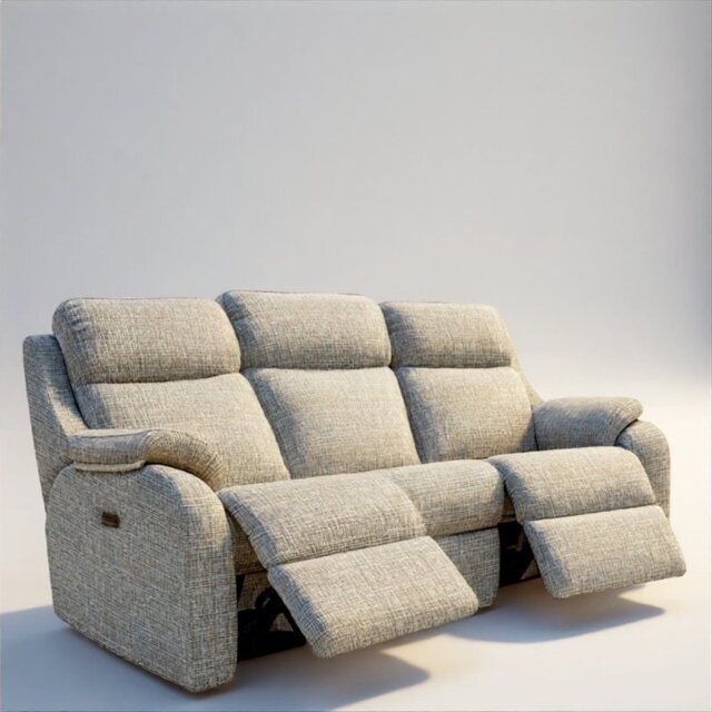 Kingsbury 3 Seater Curved Double Recliner in Fabric - Power - Grade B