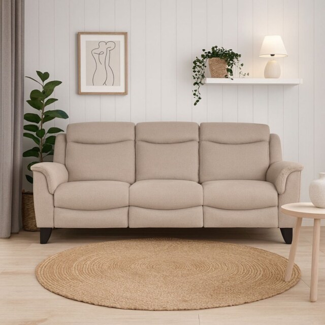 Manhattan 25 3 Seater Double Power Reclining Sofa In Fabric - Power Recliner - Without Heated Seat - Grade A