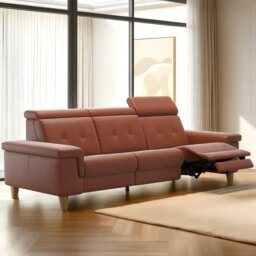 Anna A2 3 Seater Sofa 3 Power Recliner in Leather - Velaro - Alu Organic