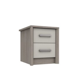 Foxbury 2 Drawer Bedside - Grey Oak and White Grey Gloss