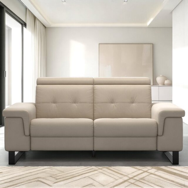 Anna A2 2 Seater Sofa in Leather - Velaro - Wood