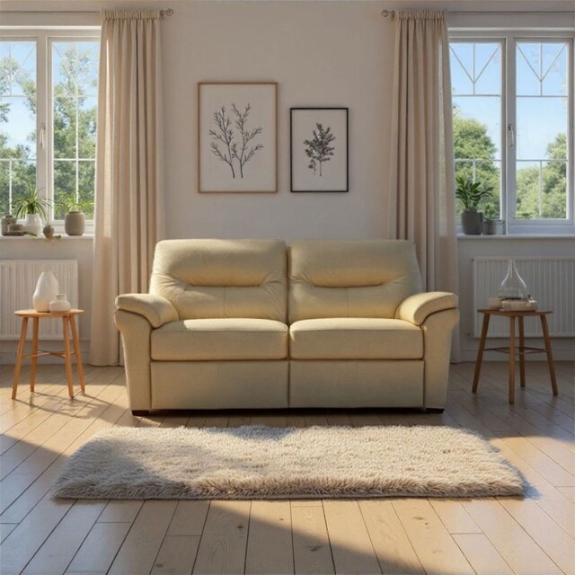 Seattle 2.5 Seater Sofa with Show Wood in Leather - Static - Without Heated Seat - Grade H