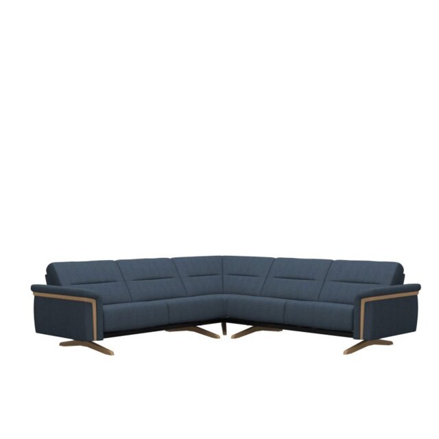 Stella Corner Group, 2 Seats LHF, 2 Seats RHF, with Wood Arms in Fabric - Corner Sofas