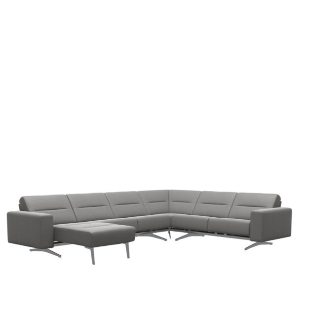 Stella Leather Corner Group, 2 Seats with Medium Longseat LHF, 2 Seats RHF, with Upholstered Arms - S1 - Batick