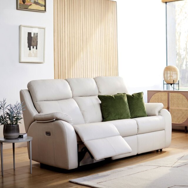 G Plan Kingsbury 3 Seater Double Recliner in Leather - Manual - Grade H