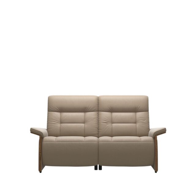 Mary 2 Seater Sofa with Wood Arms in Leather - Batick
