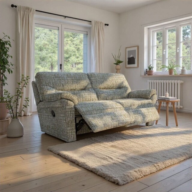 Seattle 3 Seater Double Recliner in Fabric - Manual - Without Heated Seat - Grade W