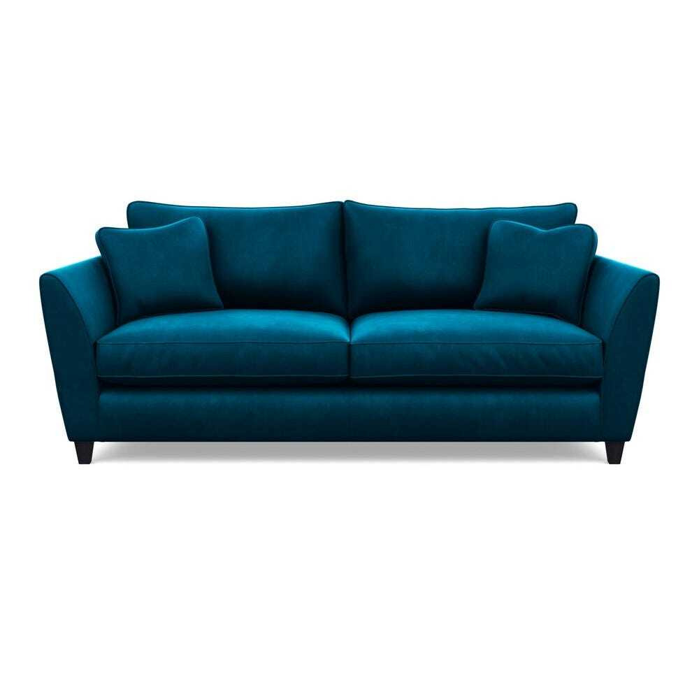 Heal's Torino 4 Seater Sofa Velvet Teal Black Feet