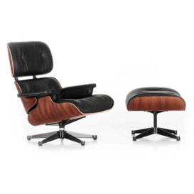 Vitra Eames Lounge Chair & Ottoman Santos Palisander & Black Leather in New Dimensions