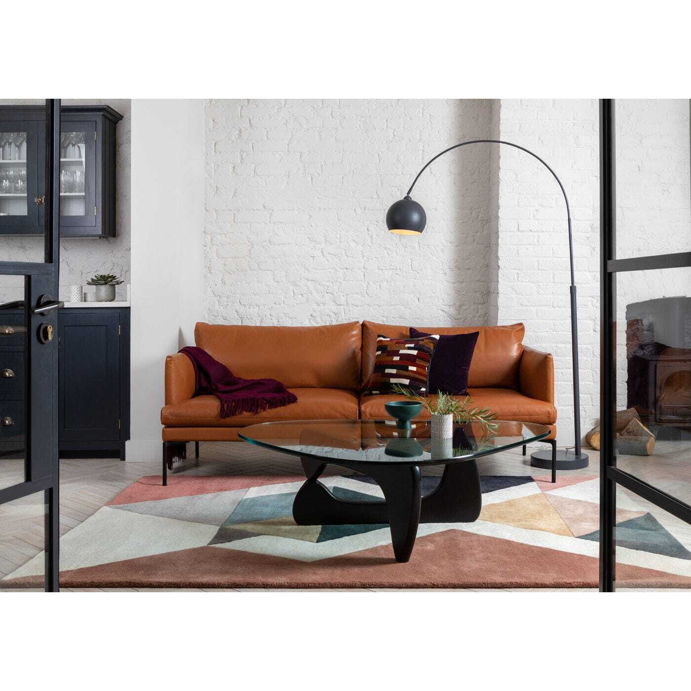 Heal's Matera 2 Seater Sofa Daino Leather Steel Black Feet