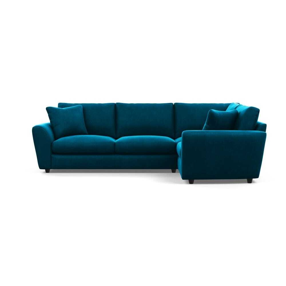 Heal's Snooze Right Hand Facing Corner Sofa Velvet Teal Black Feet