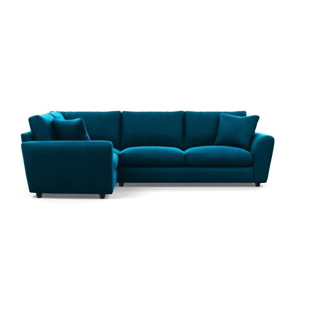 Heal's Snooze Left Hand Facing Corner Sofa Velvet Teal Black Feet