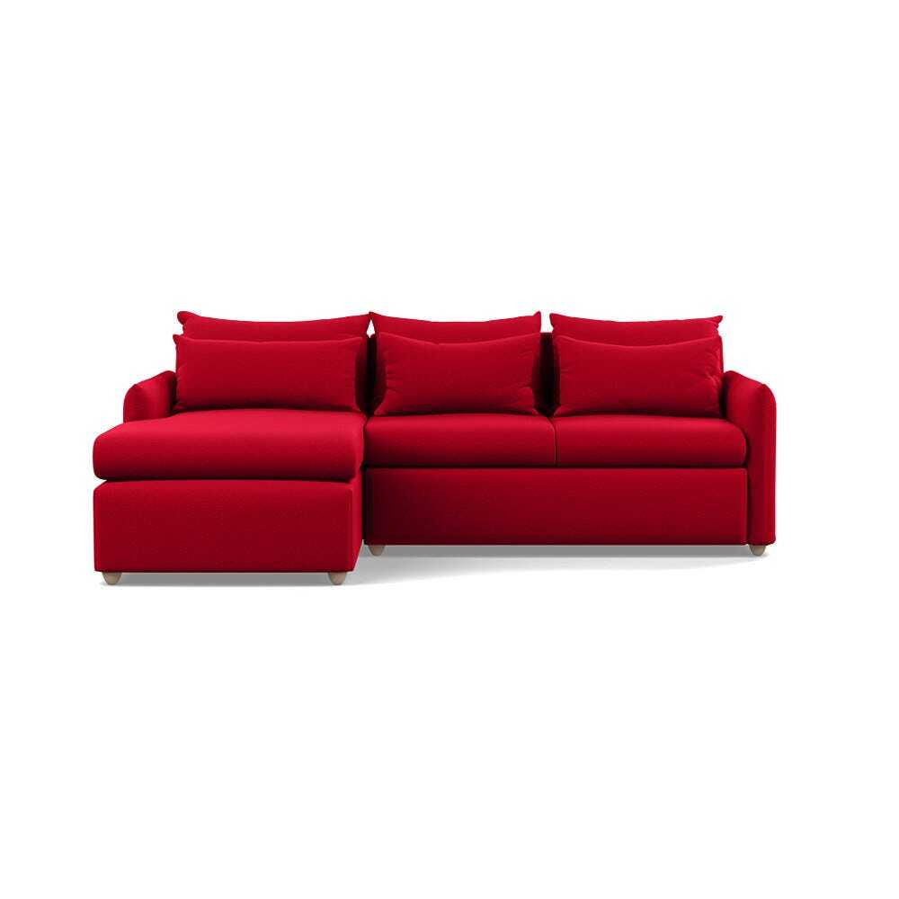 Heal's Pillow Medium Left Hand Corner Chaise Sofa Bed Melton Wool Red Oxide Natural Feet - Heal's UK Bedroom Furniture