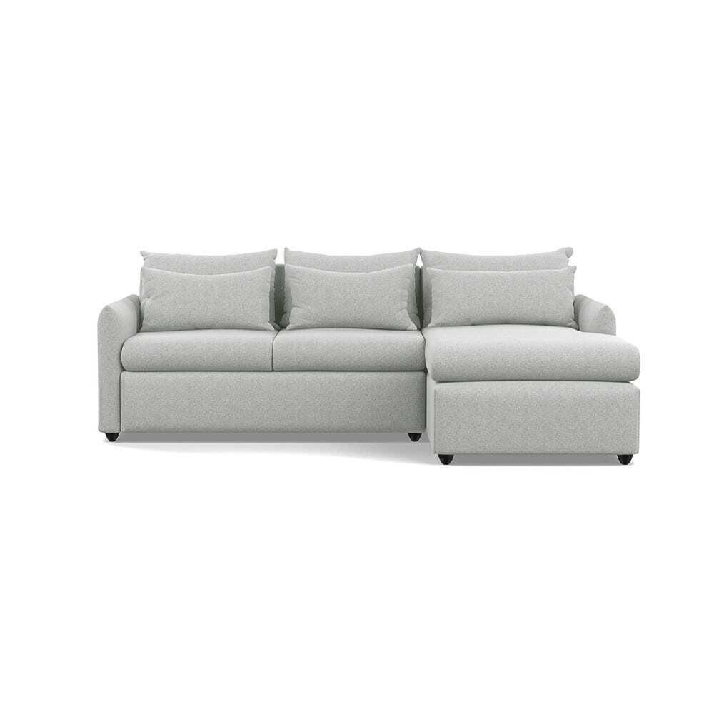 Heal's Pillow Medium Right Hand Corner Chaise Sofa Bed Melton Wool Limestone Black Feet - Heal's UK Bedroom Furniture