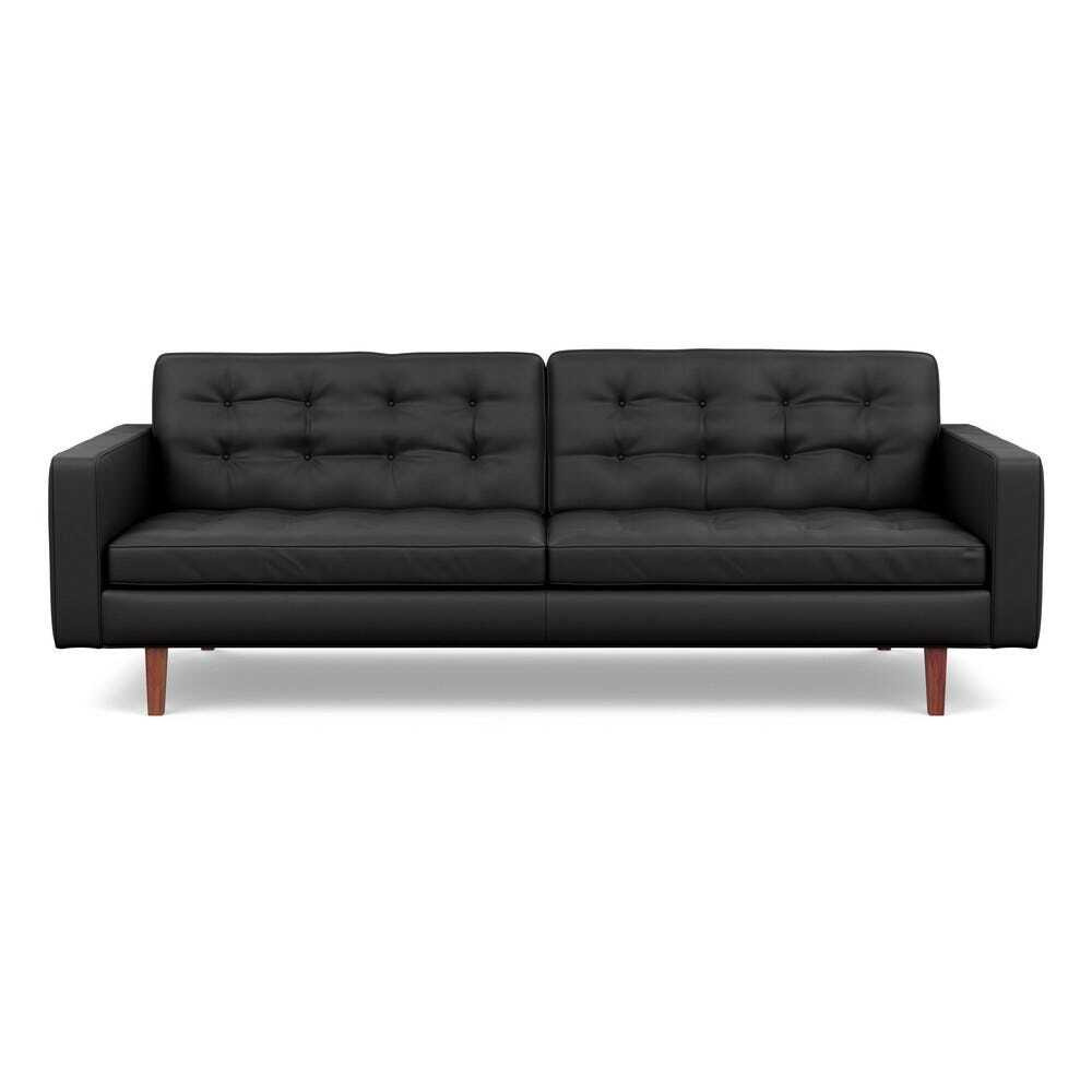 Heal's Hepburn 4 Seater Sofa Leather Grain Graphite 063 Walnut Feet - image 1