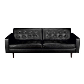 Heal's Hepburn 4 Seater Sofa Leather Grain Graphite 063 Walnut Feet - thumbnail 2