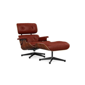 Vitra Eames Lounge Chair & Ottoman Classic Dims Santos Palisander Polished with Black L.Premium Brandy