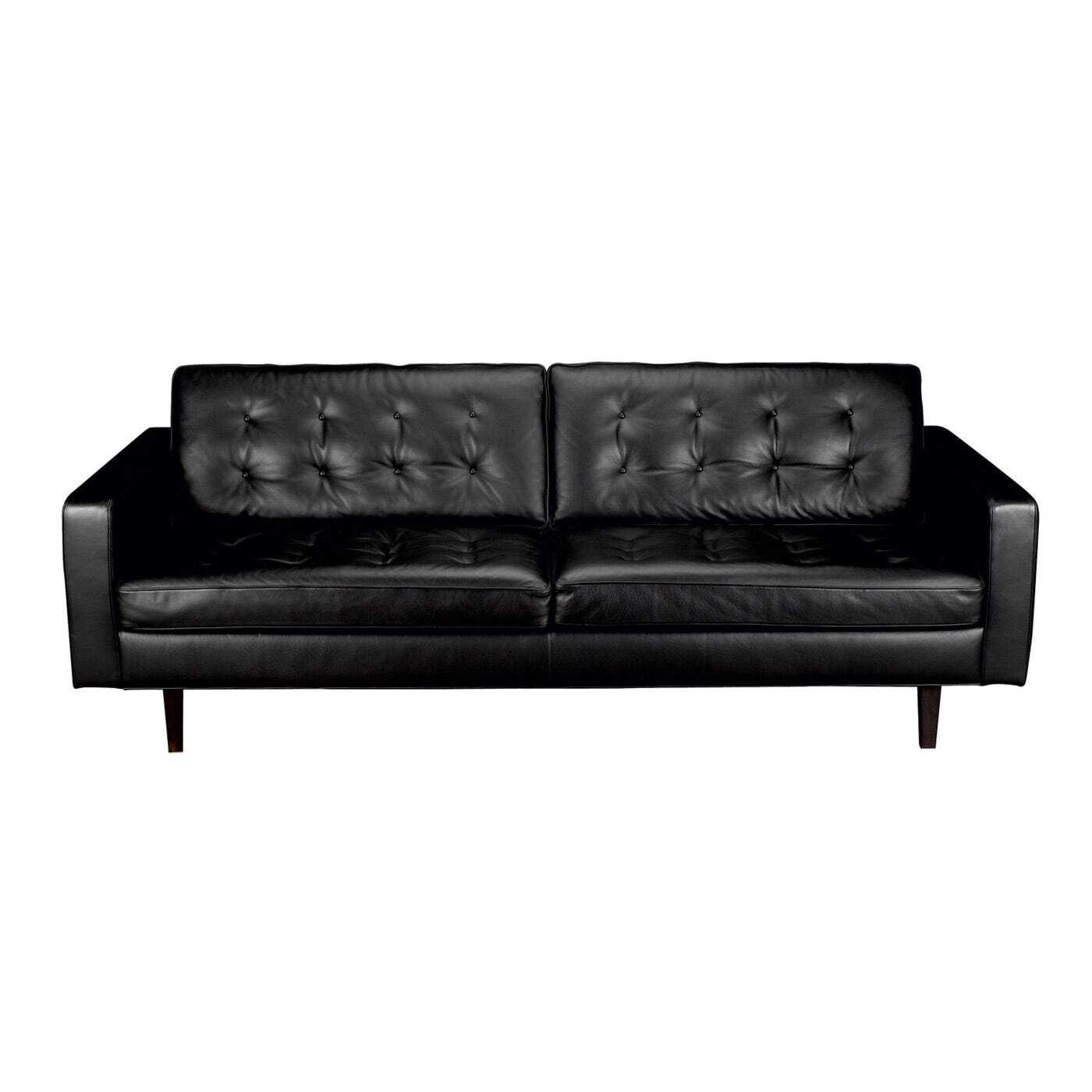 Heal's Hepburn 4 Seater Sofa In Stonewash Leather Black